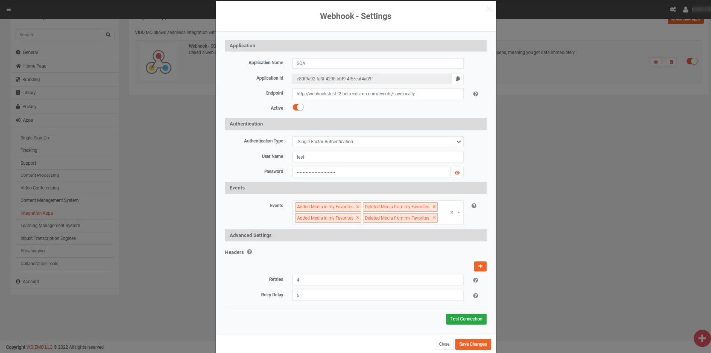 Test Connection Screenshot