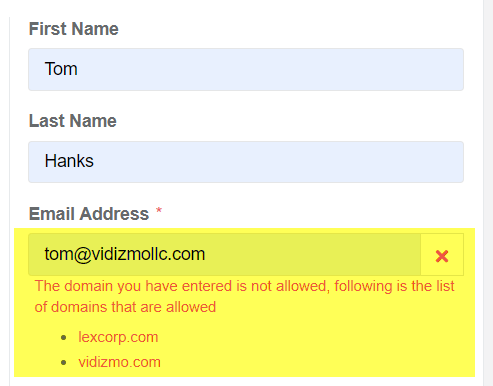 Whitelisted Email Domains