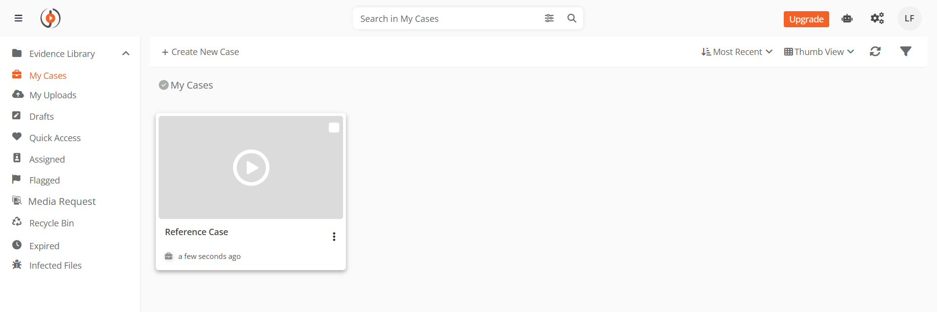 My Cases section showing a case card