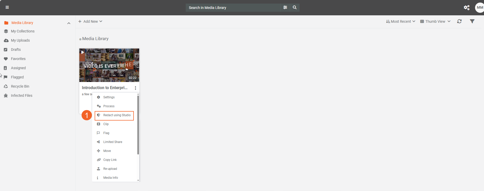 Screenshot showing navigation to Studio Space.