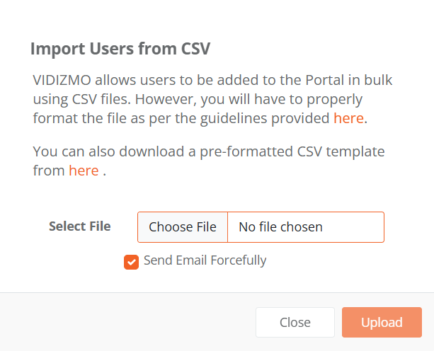 Import users from CSV dialog