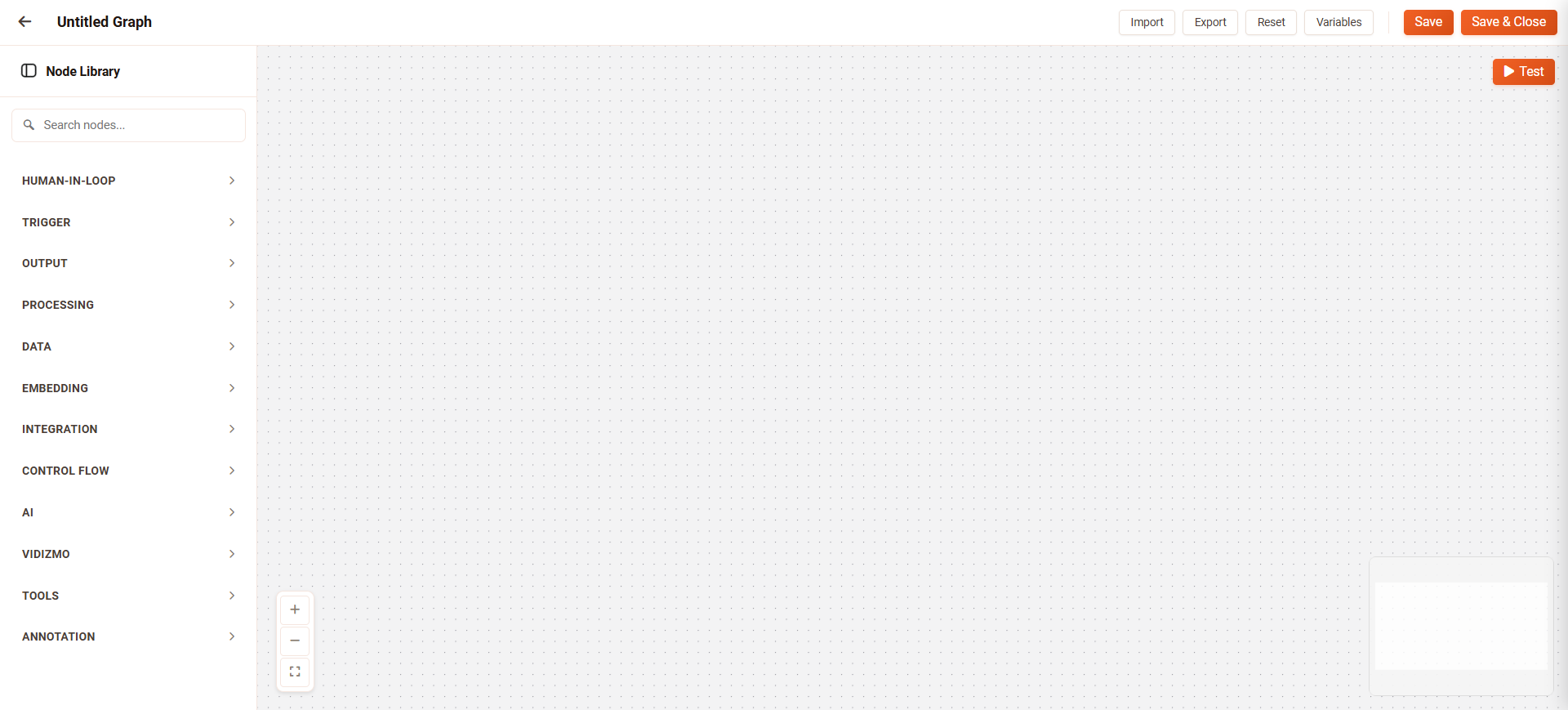 Visual canvas of the VIDIZMO Workflow Designer